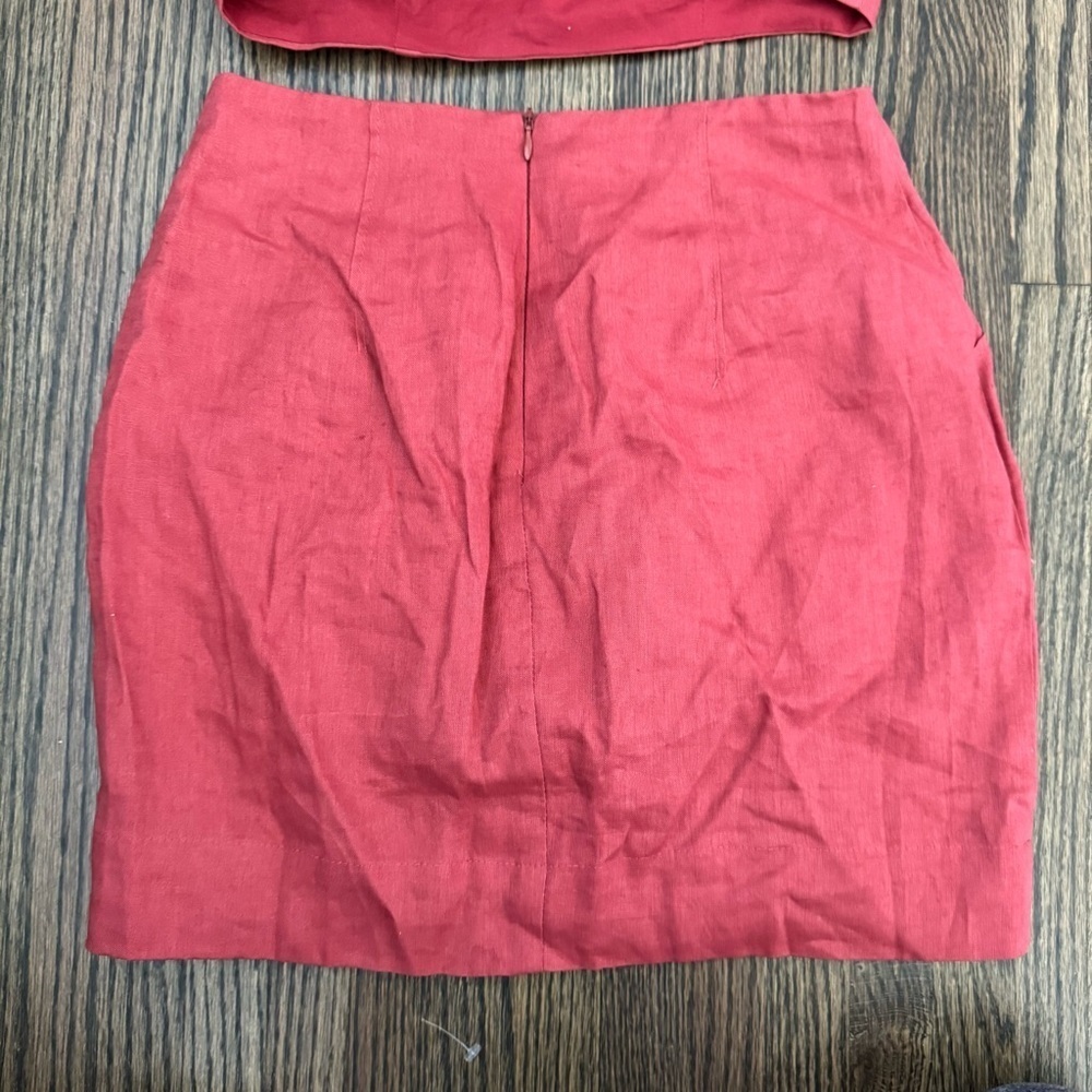 Showpo Amalie The Label Linen Puff Sleeve Crop Top & Skirt Set 2US - Picture 9 of 11